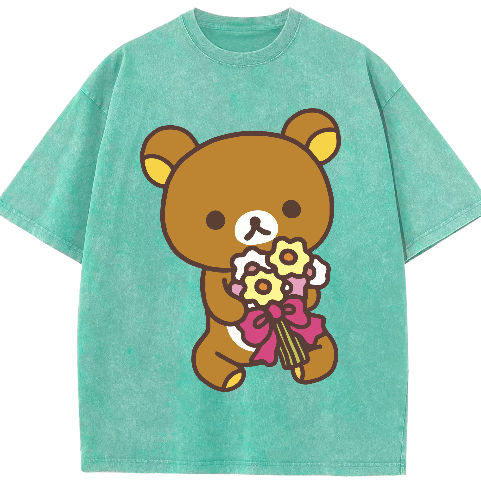 （画像用） リラックマ リラックマ キイロイトリ Rilakkuma Korilakkuma Kiiroitori 綿100% ヴィンテージ風 半袖Tシャツ（フロントプリント）